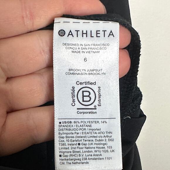 ATHLETA Brooklyn Ankle Jumpsuit Black Sz 6 {OO45} - Picture 7 of 7
